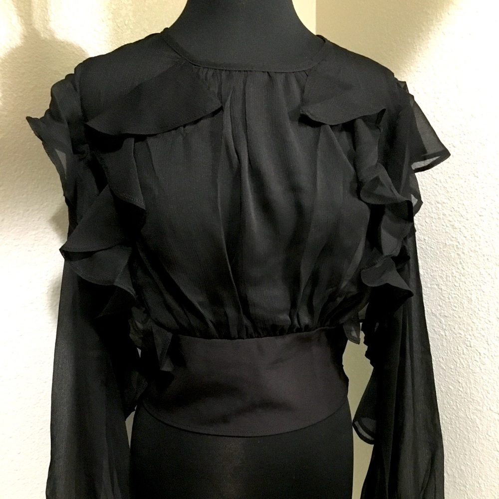 Black “Ruffle Ready” Blouse